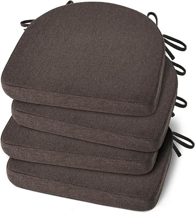 (similar) Shinnwa Kitchen Chair Cushions Set of 4, Non-Slip Dining Chair Cushions with Ties and Machine Washable Cover, 10 piece Dark Brown