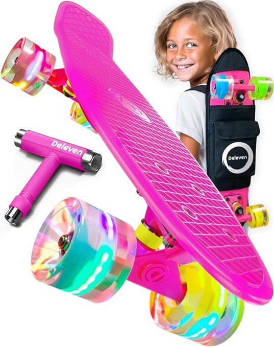 Deleven 22" Skateboard with Skate Tool, ABEC 7 Bearings - Mini Skateboard Cruiser for Kids Beginners Adults Boys & Girls Brand: D Deleven
