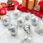 62Pcs Gray  Christmas Balls Tree Ornament Set, Assorted 3.15'' 80mm Big Shatterproof Christmas Hanging Decorations for Wedding/Party/Christmas Tree Decor