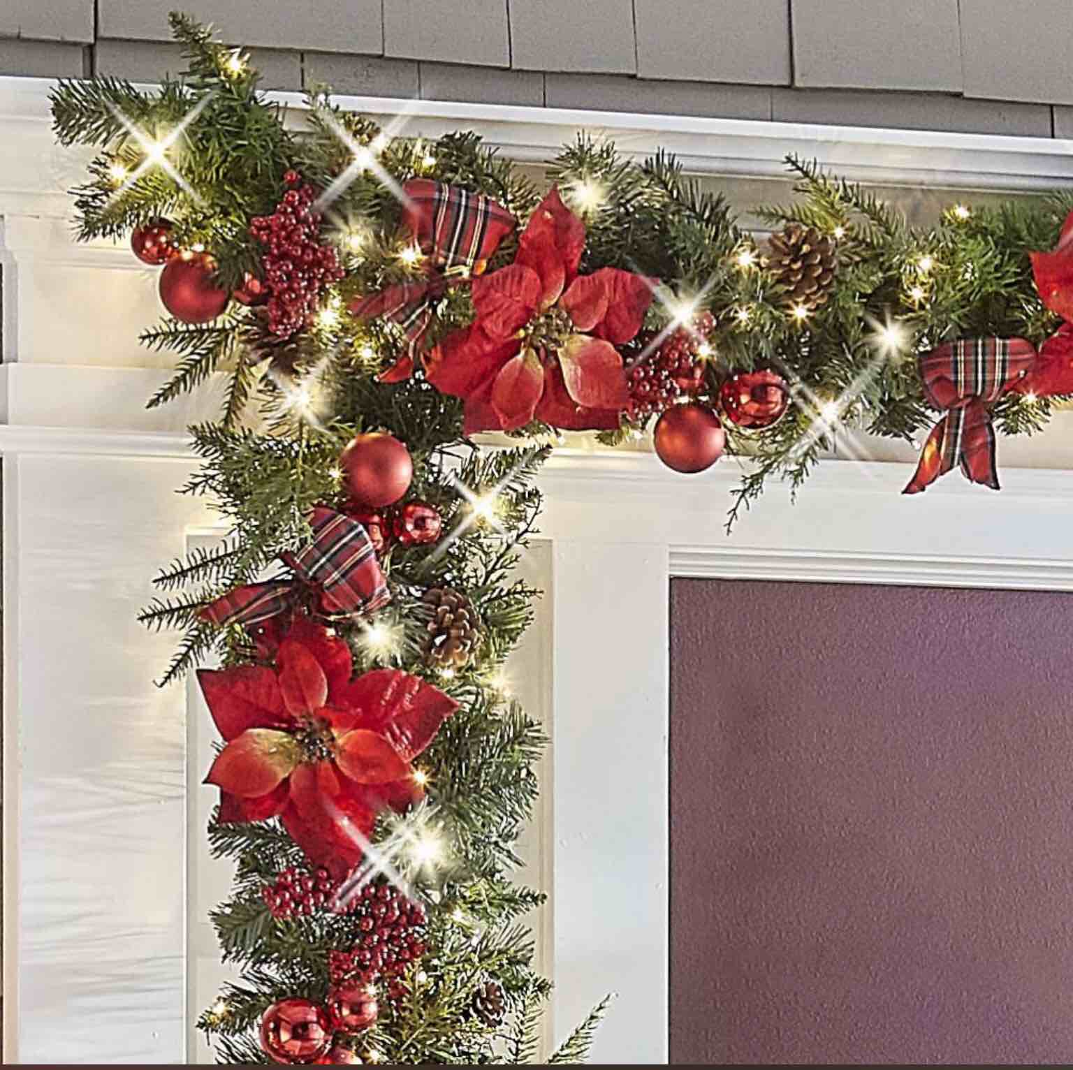 the cordless prelit poinsettia and ribbon holiday trim