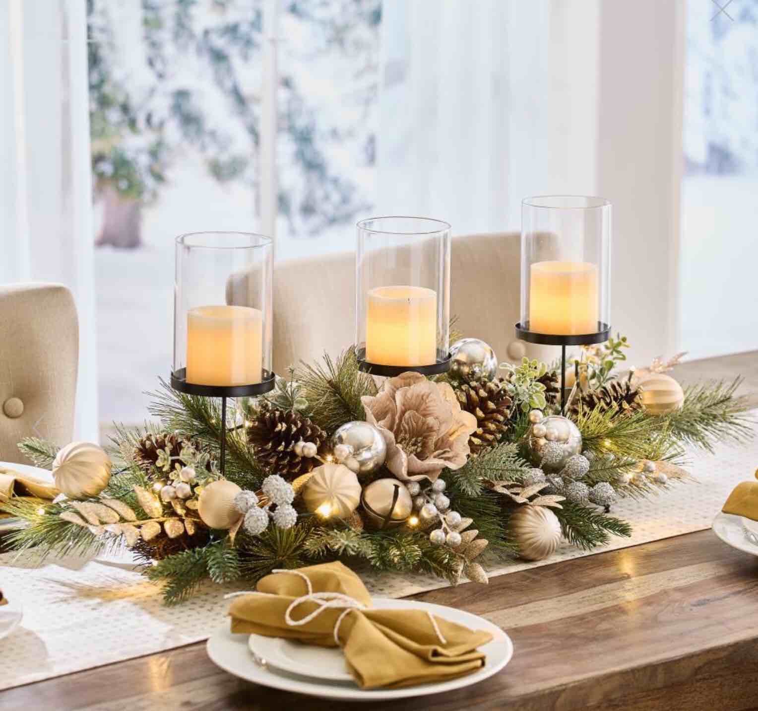 The Prelit Champagne And Silver Centerpiece