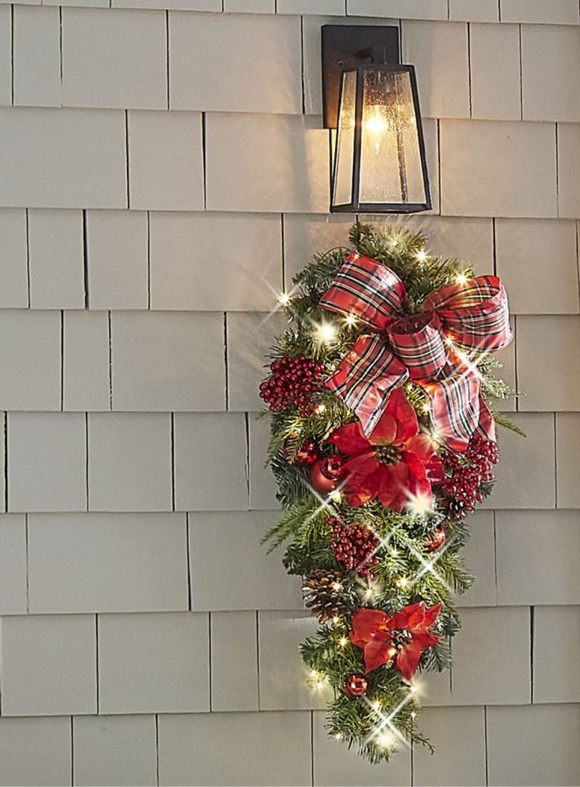 The Cordless Prelit Poinsettia And Ribbon Holiday Trim