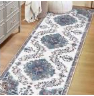 HDFK Brown Area Rug Runner, Boho Vintage Carpet 2x6 Oriental Teal Colorful Aesthetic Bohemian Floor Non Slip Machine Washable for Entryway Long Hallway Kitchen Living Room Bedroom Dining Dorm Laundry