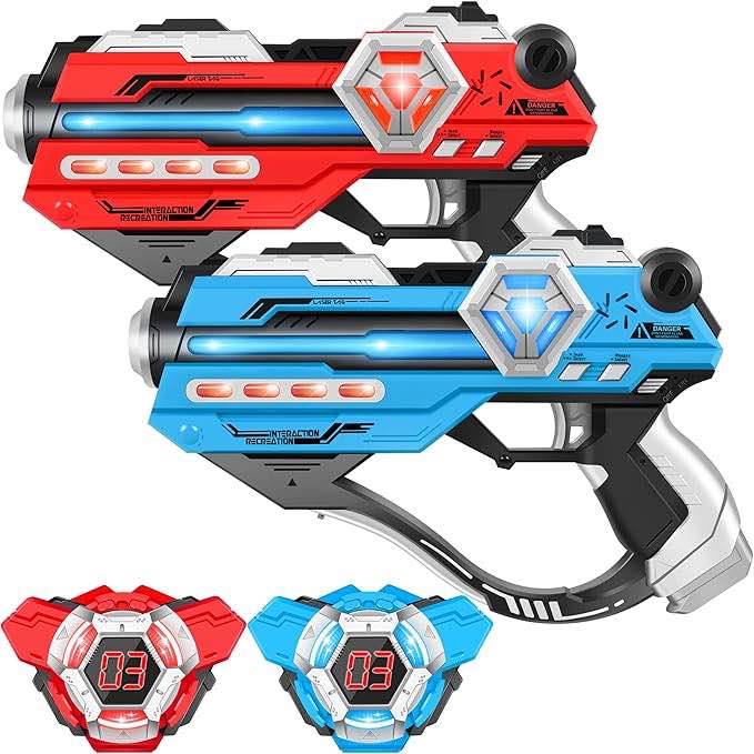 Laser Tag Guns Set of 2 Laser Tag Guns with Digital LED Score Display Vests,Gifts for Teens and Adults, Family and Adults Fun,Birthday Gift Toys for Kids Ages 8 9 10 11 12+Year Old Boy & Girls