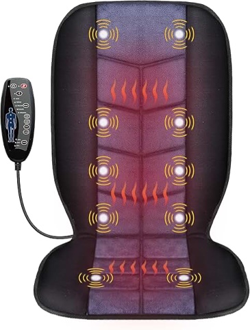 CILI Massage Chair Pad,Back Massage with Heat,Massage Pad with 10 Vibration Motors,30-60-90 Minutes Heating Options,Chair Massager for Office Chair, Massage Chair for Home Office Use (Black)
