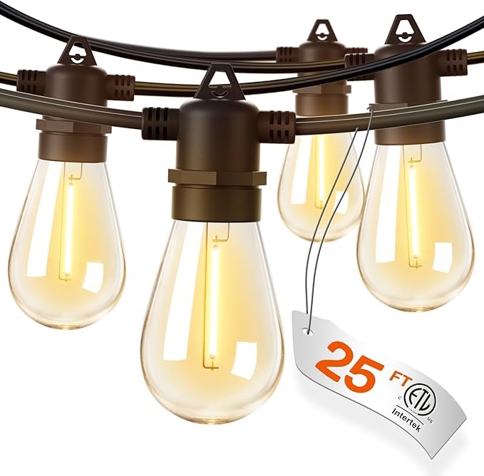 96FT Commercial Grade Color Changing Outdoor String Lights with Music Sync, Remote and 30+2 Shatterproof LED Edison Bulbs Dimmable Patio String for Christmas Holidays Parties Illuminate Your Space