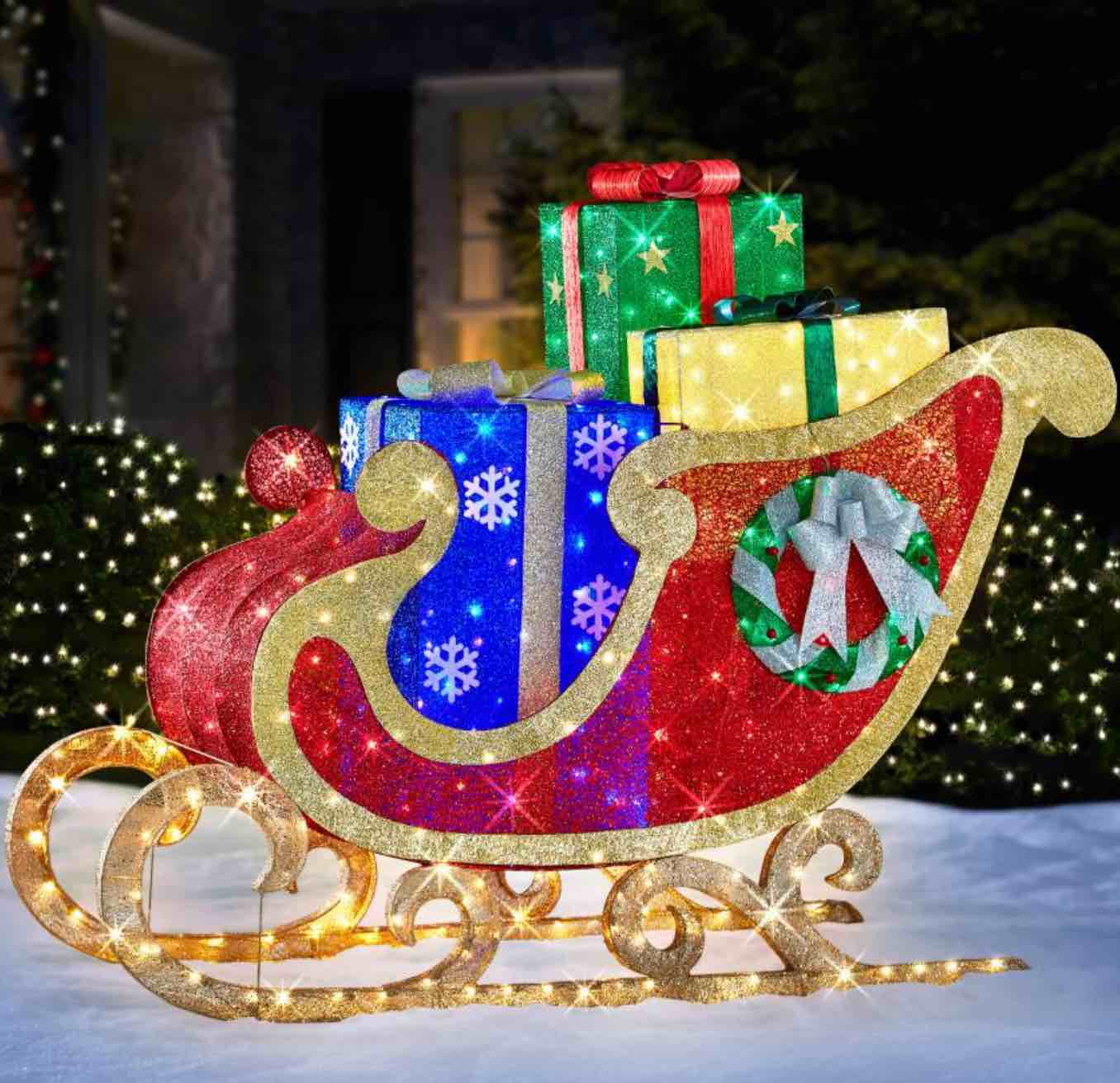 The 8' Christmas Spirit Twinkling Sleigh 2- pcs