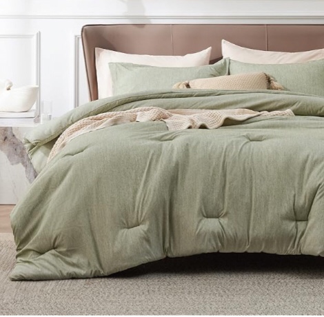 Bedsure King Size Comforter Set - Olive Green Soft Bedding for All Seasons, Cationic Dyed Bed Set, 3 Pieces, 1 King Size Comforter (104"x90") and 2 Pillow Shams (20"x36"+2")