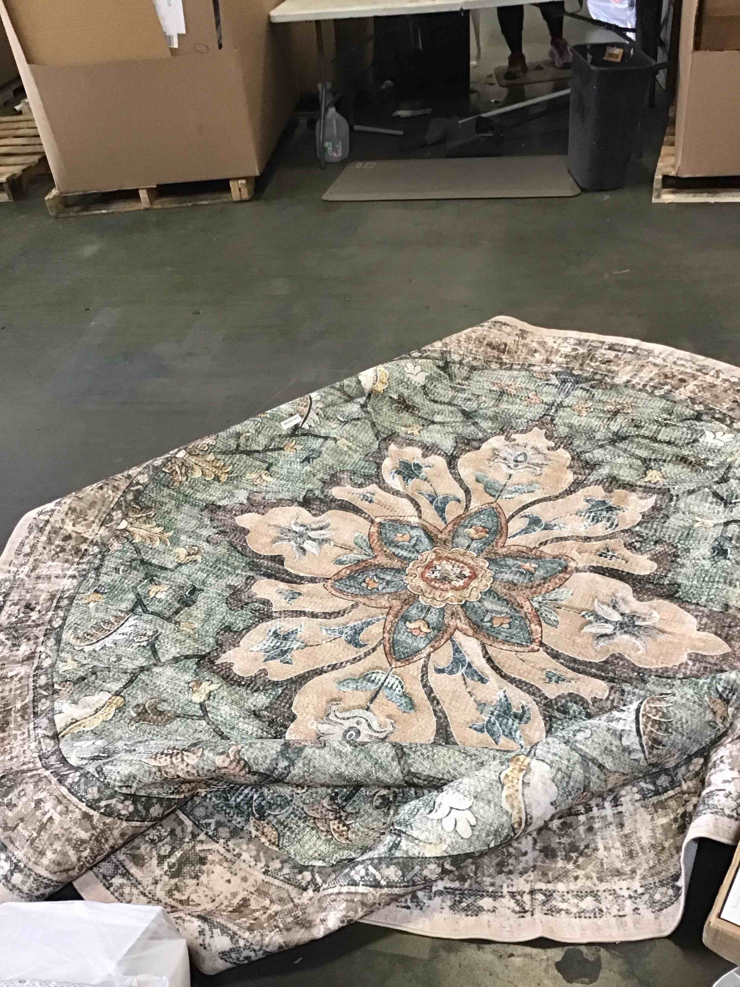 Ciicool 5x7 Area Rugs, Washable Area Rug Boho Rugs for Living Room Non-Slip Indoor Rugs Large Low-Pile Mat Floor Carpet Vintage Rug for Bedroom Office Dinning Foyer Decor round