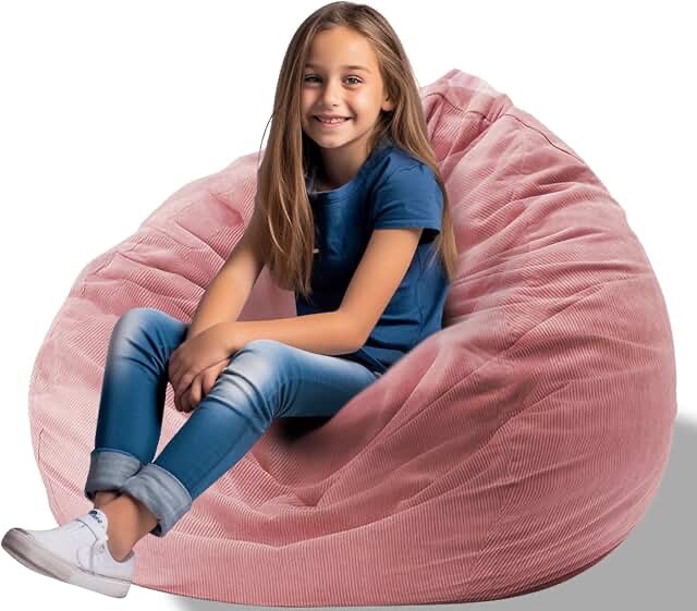 Waterproof Bean Bag Chair Cover (No Filler) Stuffed Animal Storage for Kids Adults and Pets. Soft Premium Stuffable Bean Bag Chair Cover Leakproof Furniture Protector, Pets Bed Small 100L Khaki L for Adultsp pink