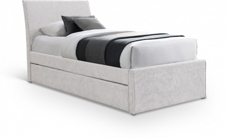 Myles Chenille Fabric Upholstered Twin Trundle Bed