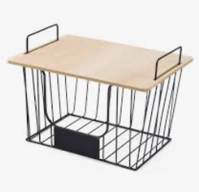 (Pack of 8 per box ) Various designs- Stackable wire baskets with bamboo top size 11.2” x 9”