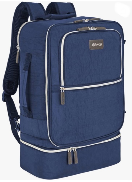 Biaggi Carry Cube Backpack: TSA Approved Travel Bag with Removable Packing Cube, Lightweight & Durable for Personal Item Use, Navy, Small, Backpack