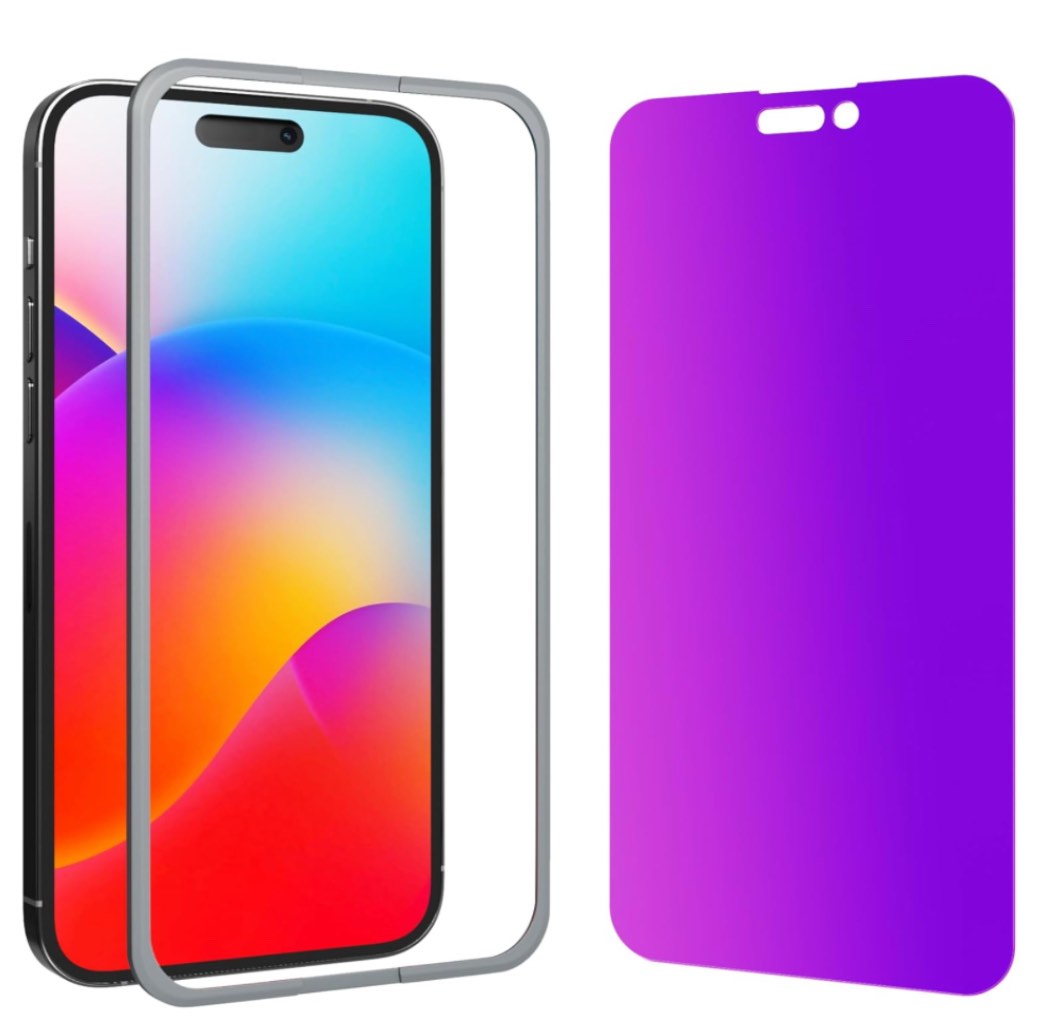 3 pack total) GIGIKISS Compatible for iPhone 14 Pro Max Privacy Screen Protector 6.7 Inch, Purple Gradient Anti Spy Anti Blue Light HD Screen Protector Tempered Glass Easy Installation