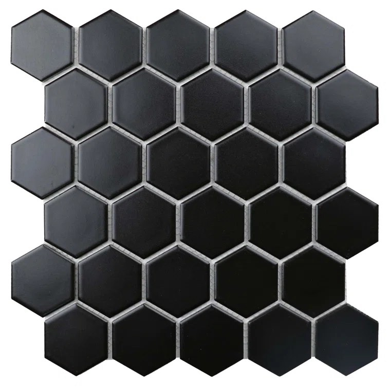 3 pieces)Black Value Series 2" x 2" Straight Edge Porcelain Mosaic Sheet Floor Use Tile