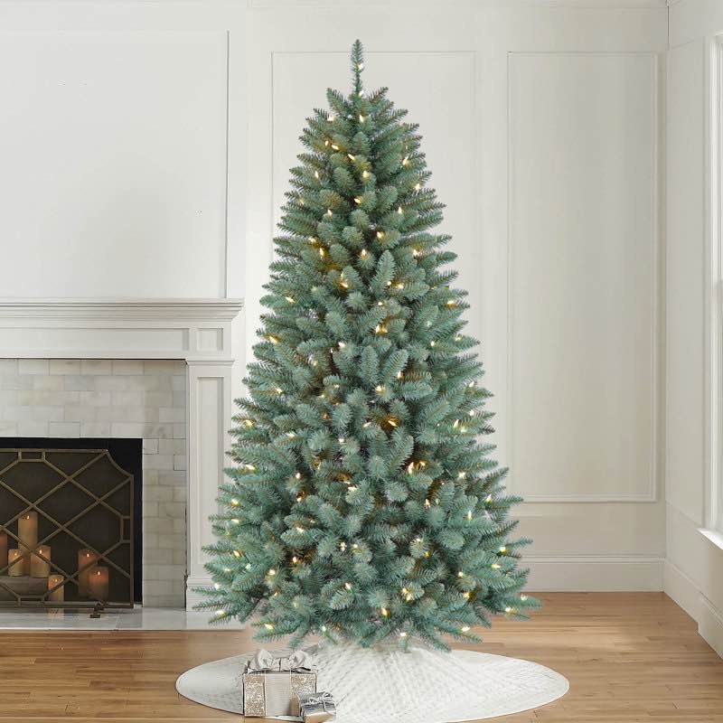 Pre-lit Blue Spruce Artificial Christmas Tree With 250 Multi-functional Led Lights 6.5FT 