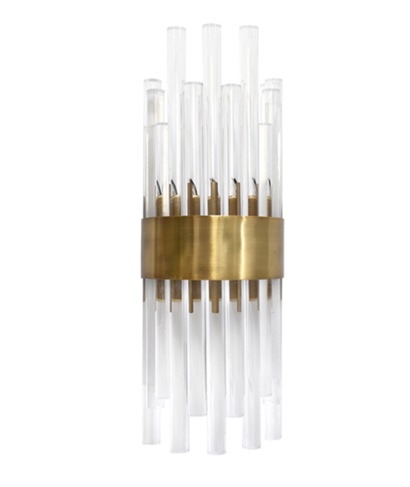 TASHA ABR Acrylic Rod Sconce with Antique Brass