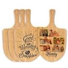 PYD Life 4 Pack Sublimation Bamboo Cutting Boards Paddle with Handle Blanks L 18.2" x W 12" Thickness 0.47“ Sublimation Wooden Pizza Boards for Kitchen Cheese Fruit Vegetables