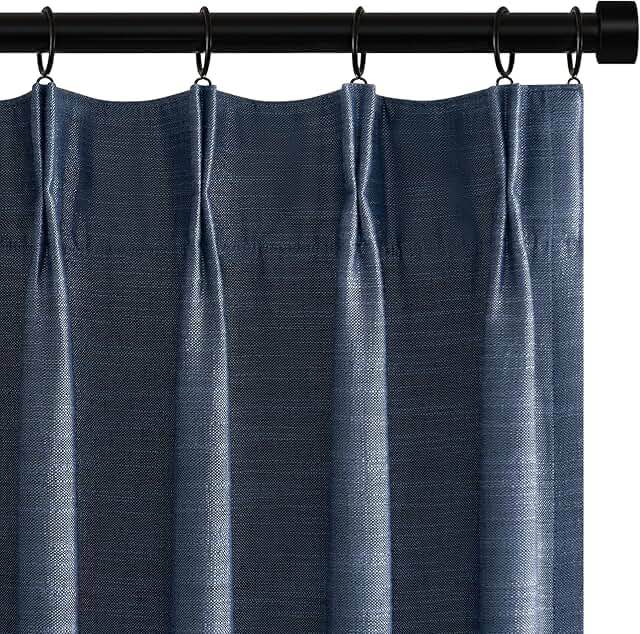 Joydeco Pinch Pleated Linen Blackout Curtains 2 Panels, 84 Inches Long Room Darkening Curtains,100% Blackout Textured Insulated Drapes for Bedroom & Luxury Living Room Decor (W40 x L84 Inch, Ivory) A_pinch Pleated | Ivory 40"W x 84"L (Pack of 2)