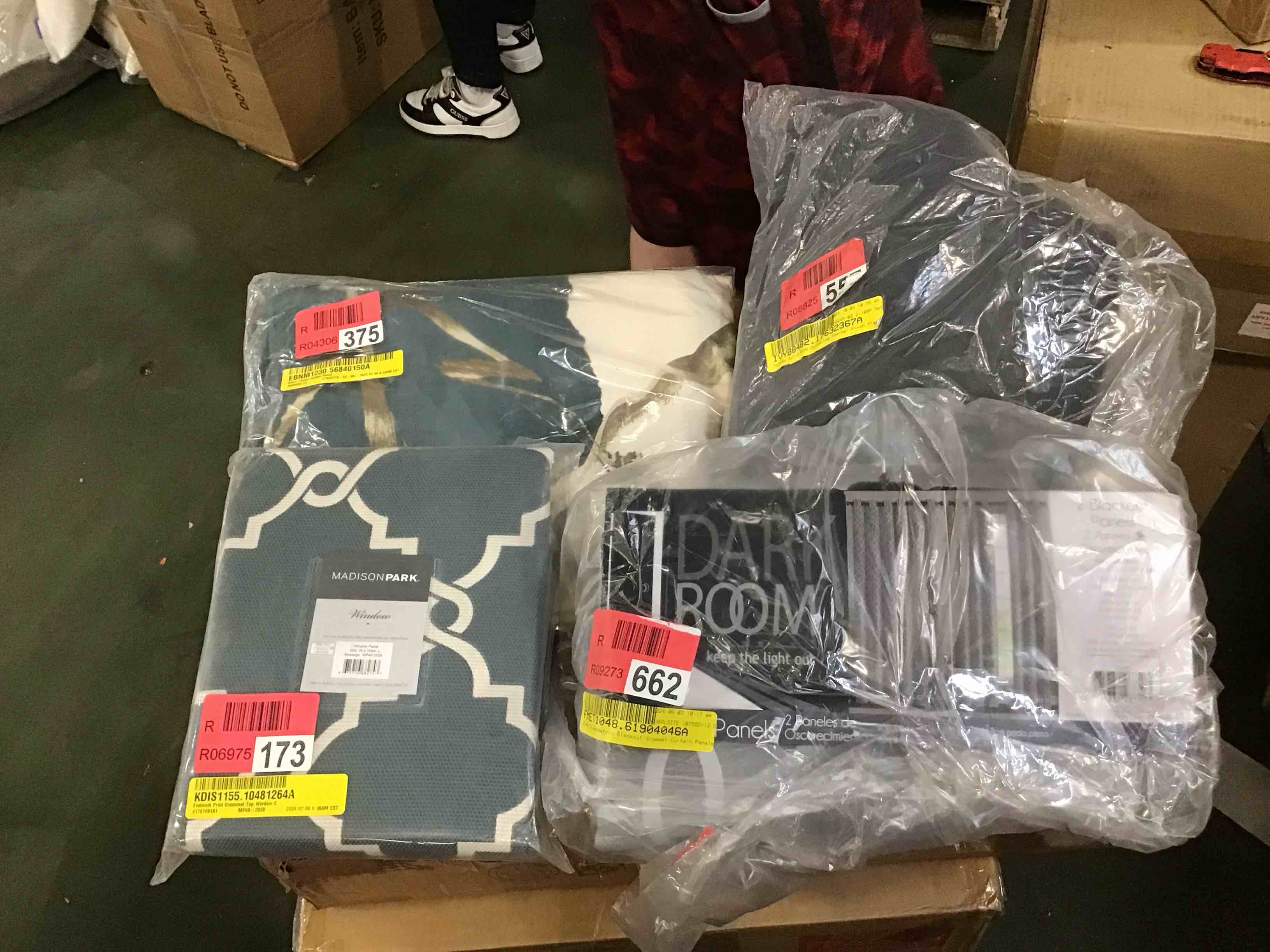 assorted size and style curtain panels