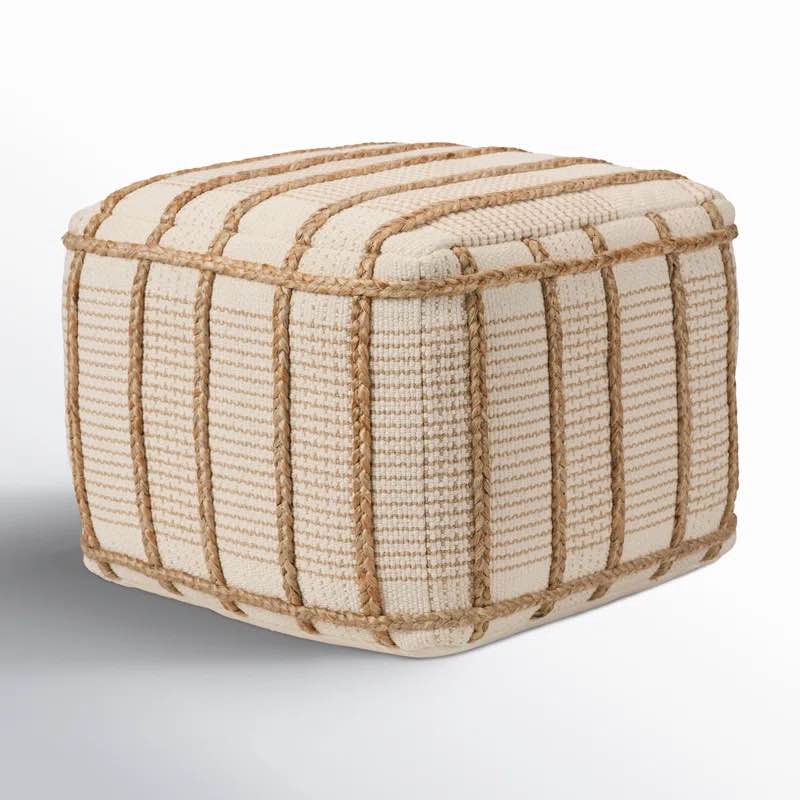 Averie 18” wide square striped pouf ottoman 