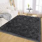 Cushena Dark Grey_Faux Sheepskin Shag Rug, American Country Style Sheepskin Rug, Faux Fur Rug, Area Rug, Living Room Rugs Suit For Bedroom Rug Size: Rectangle 6' x 9'