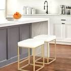 Borough Upholstered Counter Stool With Metal Frame  White ( set of 2) 