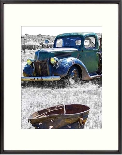 Golden State Art, 11x14 Black Picture Frame Displays Photo 8x10 with Ivory Mat or 11x14 Without Mat for Wall Mounting Aluminum Frames with Real Glass (Pack of 1)