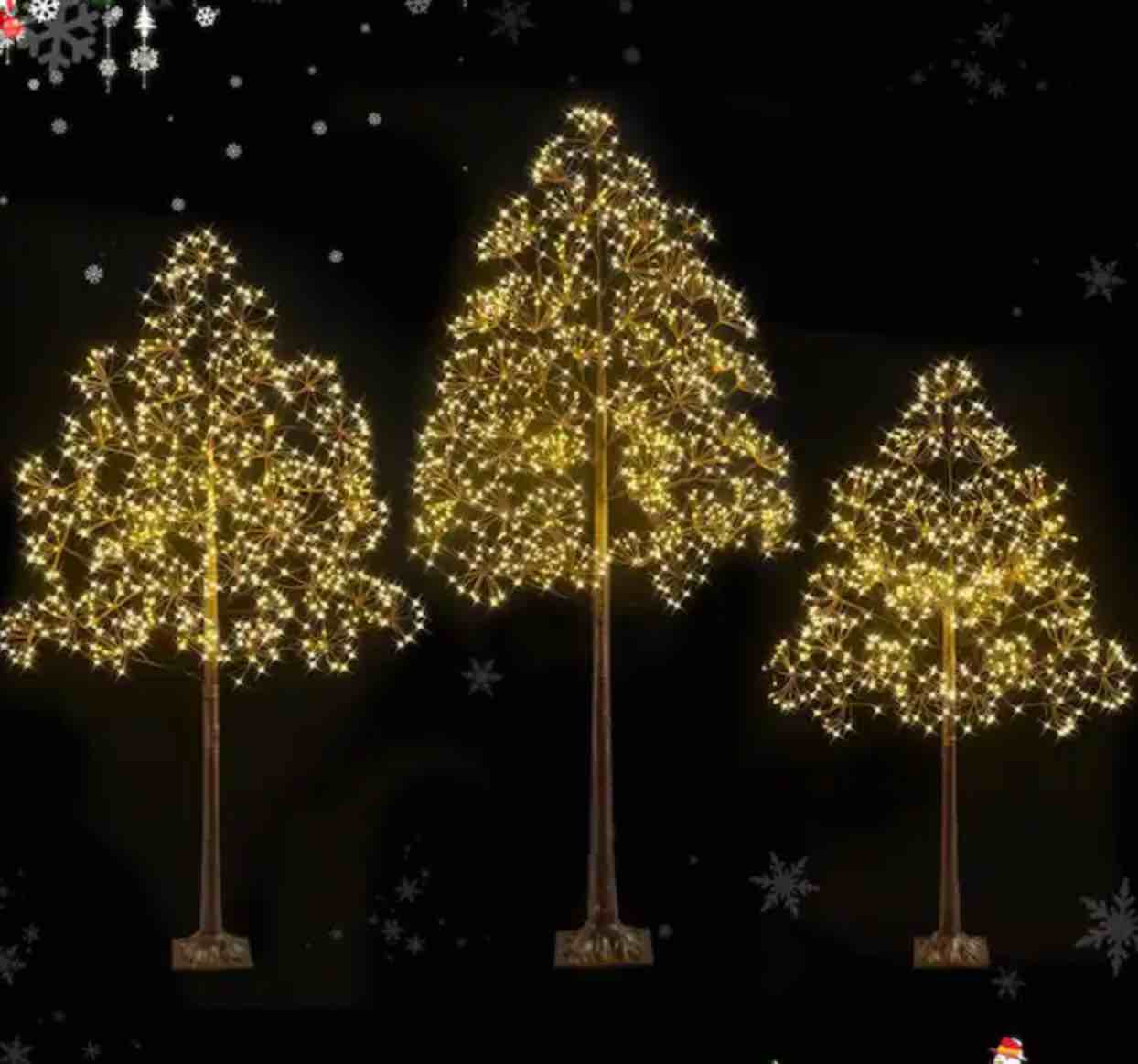 LDNTL003BN 3-Piece 6/5/4 ft. Brown Indoor/Outdoor Pre-Lit Artificial Christmas Tree with 1120/800/640 LED Lights(Set with 3 Size)