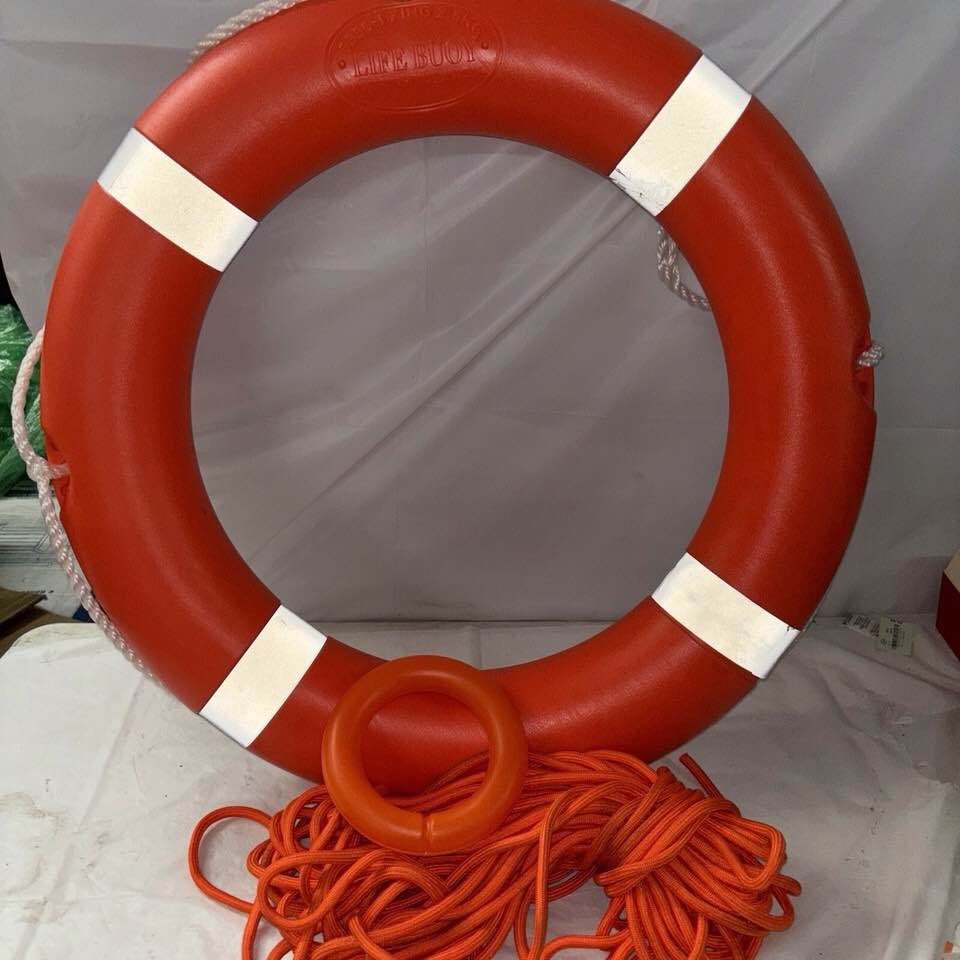 NEW Life Buoy 28” Solas Approved Reflective Tape With Throw Rope Plastic - G