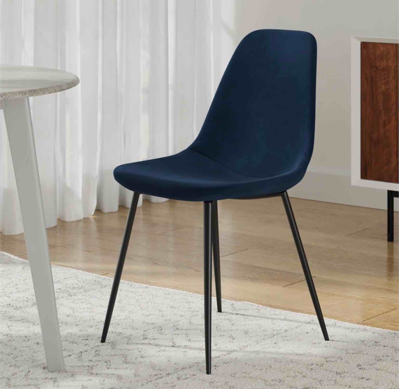 Maxine Performance Velvet Side Chairs (Set of 2) in Blue