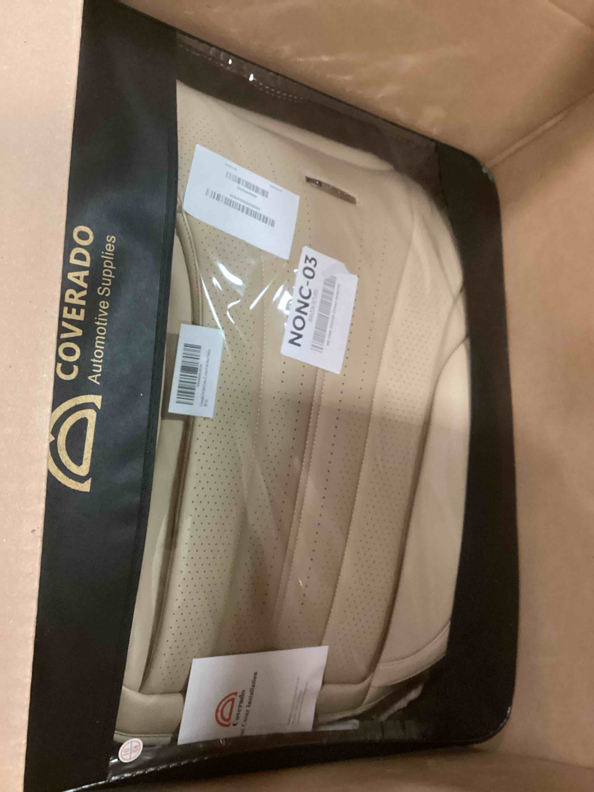 Coverado Car Seat Covers Full Set, Breathable Nappa Leather Seat Covers for Cars, Universal Seat Covers, Front and Back Waterproof Car Seat Protector, Automotive Seat Cushion Fit Most Cars(Beige) Beige FullSet