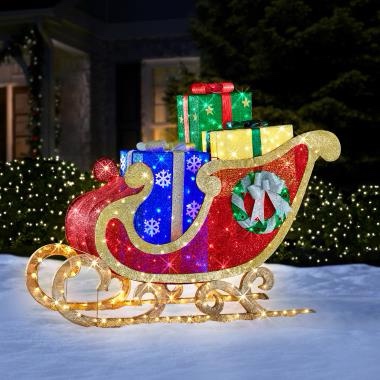 (defective)The 8' Christmas Spirit Twinkling Sleigh