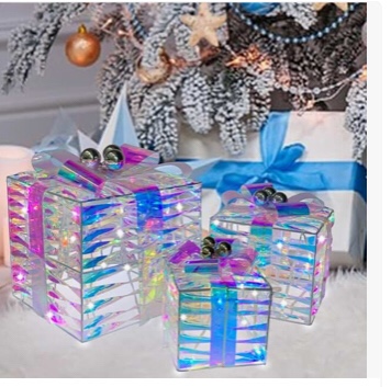 Kigley Set of 6 Christmas Lighted Gift Boxes LED Present Boxes Decoration, Pre Lit Light up Xmas Boxes PVC Under Tree Ornament Decor Indoor Outdoor, Holiday Party Fireplace Home Pathway Yard Art