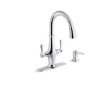 Pannier Two-Handle Pull Down Sprayer Kitchen Faucet in Polished Chrome