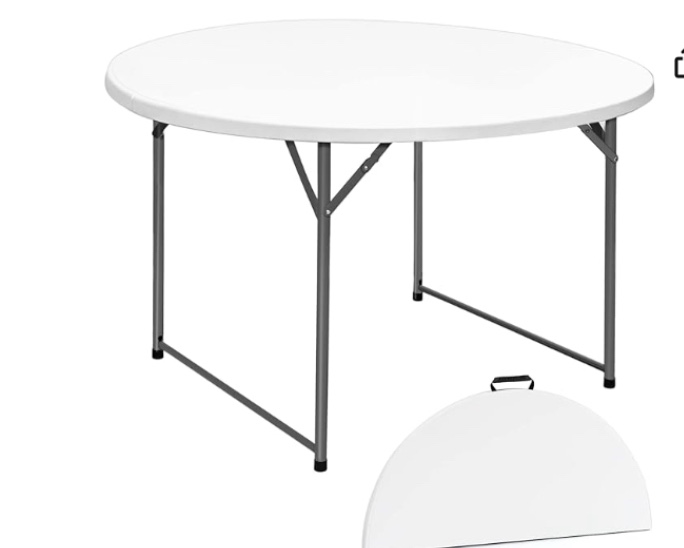 Folding Table Round & Card Table Foldable & Portable for Camping & Dining Plastic Foldable Dining & Camping Table Small fold up Round Folding Table Outdoor Tables for Parties (54inch)