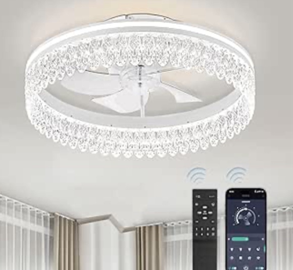 LEDIARY Ceiling Fans with Lights, 19.7" Low Profile Ceiling Fan with Light and Remote, Flush Mount Modern Ceiling Fan, LED Ceiling Fans, Stepless Dimmable for Bedroom, Living Room