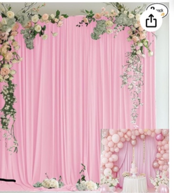 10x10FT Pink Drapes for Backdrop Pink Curtains for Wedding Baby Shower Decoration Engagement Party Girl Birthday Party Decor 5x10ft,2 Panels KUNS054