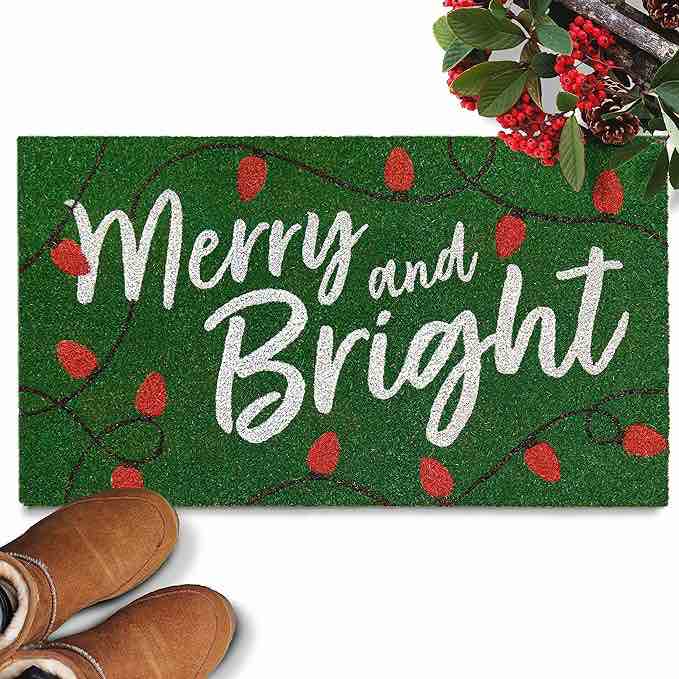 Merry and Bright Doormat 30x17 Inch, Merry and Bright Rug, Merry Christmas Door Mat Outdoor Funny, Christmas Door Mats for Front Door, Christmas Coir Door Mat Outdoor, Merry and Bright Christmas Decor