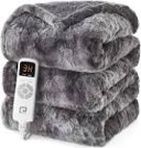 EHEYCIGA Heated Blanket Electric Throw Twin - Heating Blanket with 5 Heating Levels & 10 Hours Auto Off, Soft Cozy Sherpa Washable Electric Throw with Fast Heating, 62 x 84 Inches, Grey