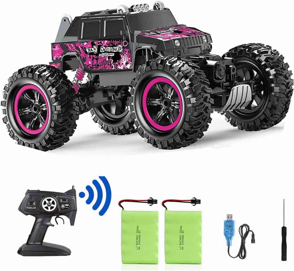 Clinbing Car Remote Control Car Pink 360° Stunt Tumbling Waterproof Monster Truck, Can Control The Toy