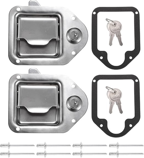 Motoforti Universal RV Handle Latch Tool Box Latch Paddle Lock for Car Truck RV Trailer UTV ATV, Durable, Iron, Silver Tone, 1 Set