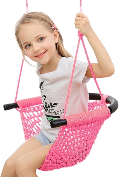 Vercraft Swing Seat 2-in-1 Heavy Duty Rope Play Secure Swing Set for Indoor, Outdoor, Playground, Home, Tree, with Snap Hooks and Swing Straps, 440 Lbs Capacity(Pink)