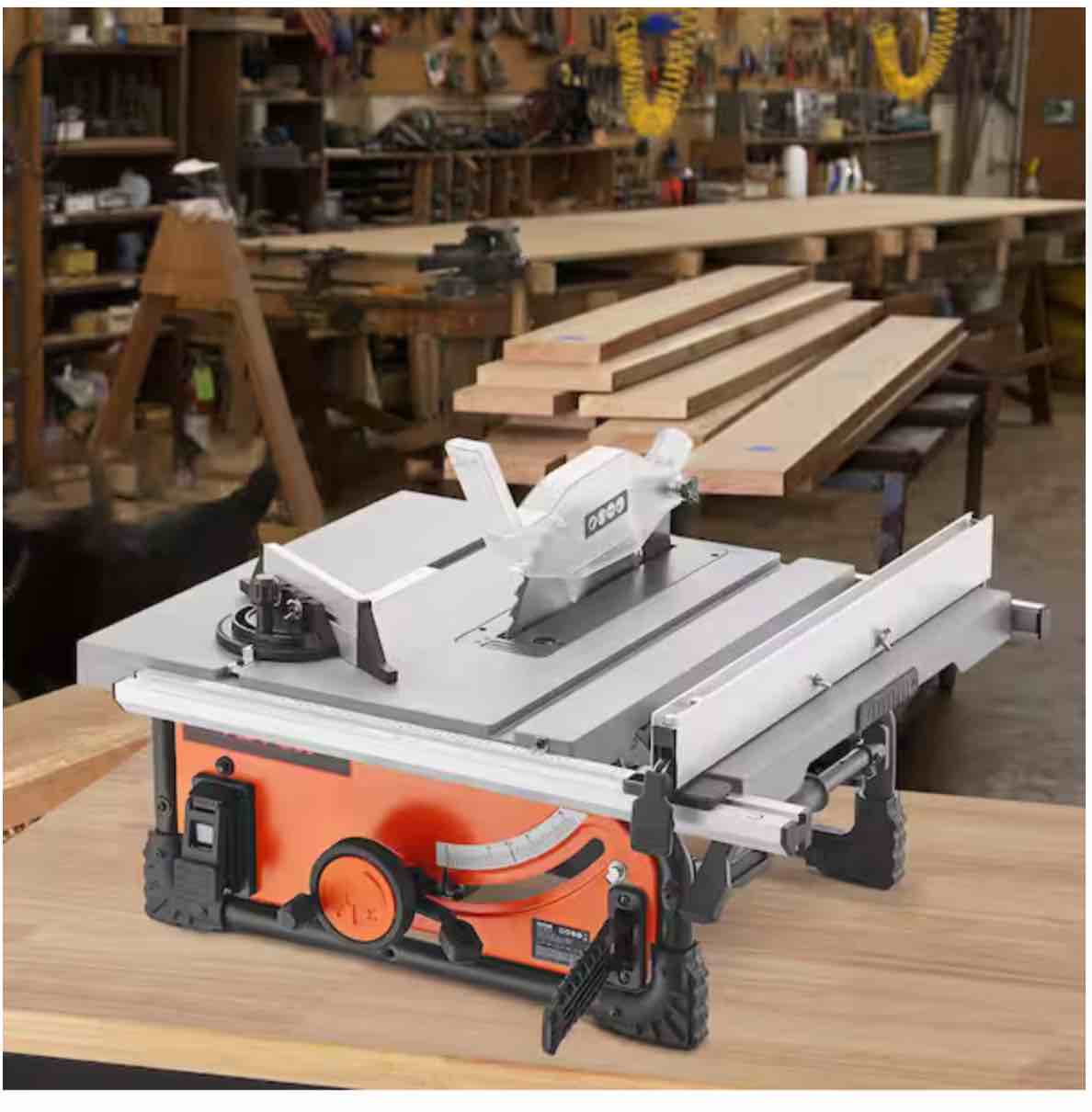 Table Saw 10 in. Portable Electric Cutting Machine 4500 RPM 25 in. Rip Capacity Woodwork