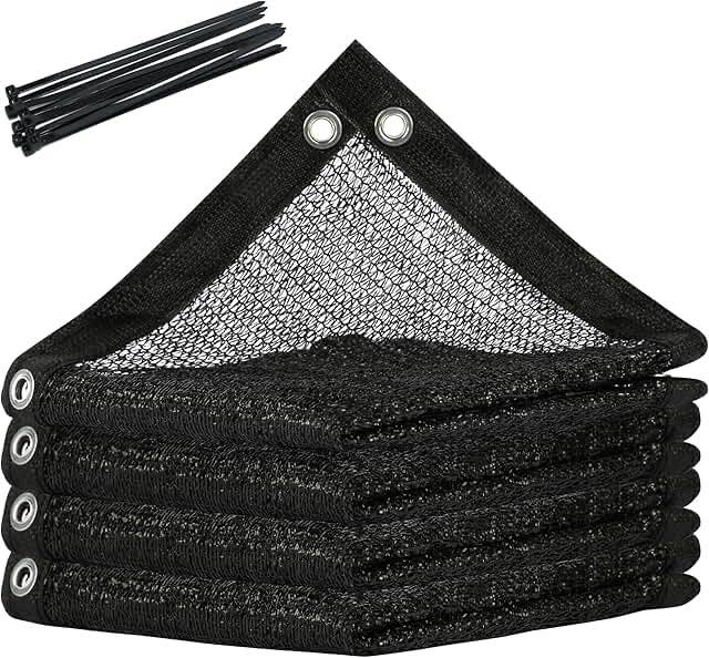 Amgo 30% Black Shade Cloth, 8FT x 10FT Mesh Tarp, Black Sun Shade Netting with HDPE Material and Heavy Duty Grommets Shade for Greenhouse, Garden, Patio Plants, Pergola 