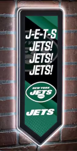 Evergreen NFL JETS | Ultra-Thin LED Light Wall Sign Décor | Large Pennant Banner | 9 x 23 Inches | Made in the USA