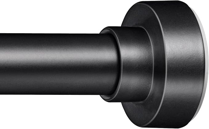 YNL Shower Curtain Rod 34-96 Inches with 12Pcs Shower Curtain Rings, Adjustable Black Shower Rod No Drilling, Non-Slip, Never Rust, Stainless Steel, Suitable for Bathroom Window Kitchen, Matte Black