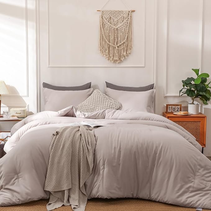 Haowaner Handcrafted Non-Migrating Fill Comforter Full Size Comforter Set, Beige Comforter Set Full, Beige Comforter Full Size Comforter, Full Size Bedding Set Full, 