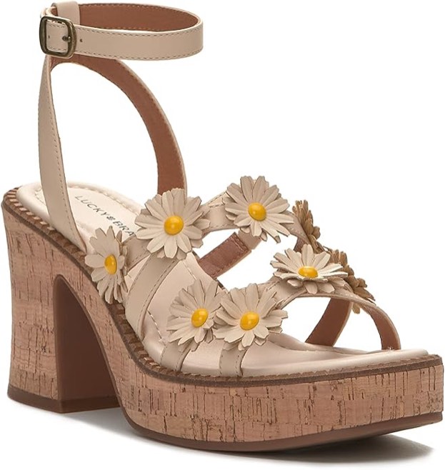 Lucky Brand Women's Size 10 M Sandals Taiza 2 Daisy Platform Beige Leather (75)