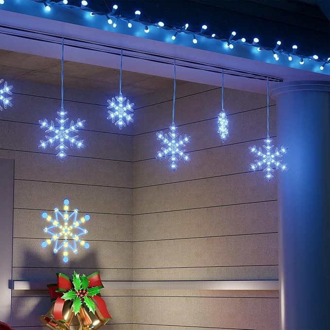 BAQUIER Snowflake Lights Kit LED, Indoor Outdoor Party, Blue, 20 Pcs
